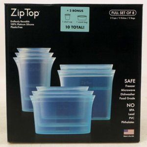 Ziptop 10-piece Reusable Silicone Zip-Top Food Containers